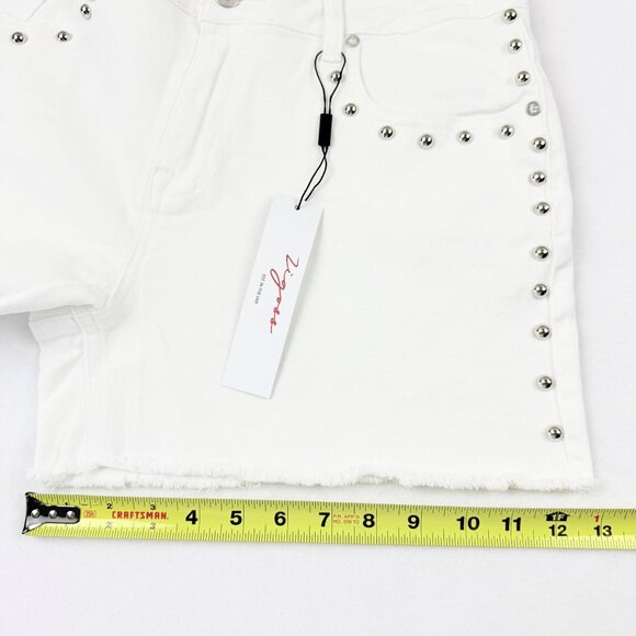 Vigoss Women's Stretch Fray Hem White Studded Denim Shorts Size 15/32 NWT - Picture 11 of 12